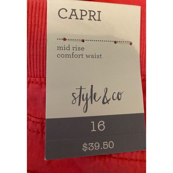 Style & Co Capri Pants Frosted Rose Mid-Rise Comfort Waist Tie Hem Size 16 - Picture 6 of 12